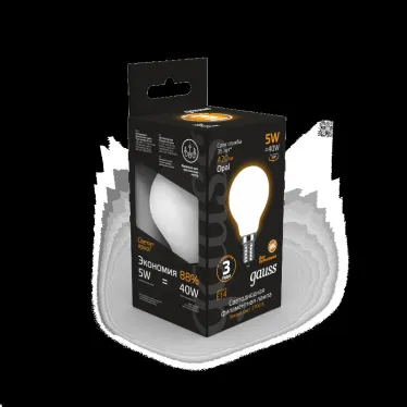 Лампа светодиодная Black LED Filament Шар OPAL E14 5W 420lm 2700K | 105201105 | Gauss