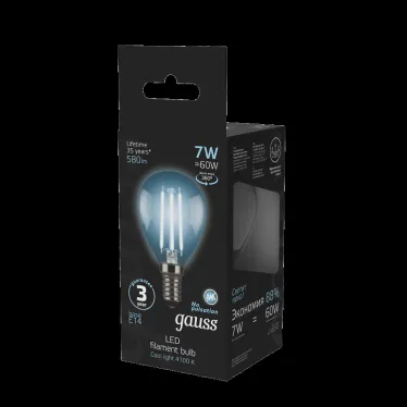 Лампа светодиодная LED 7Вт E14 220В 4100К шар | 105801207 | Gauss