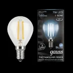 Лампа светодиодная LED 7Вт E14 220В 4100К шар | 105801207 | Gauss