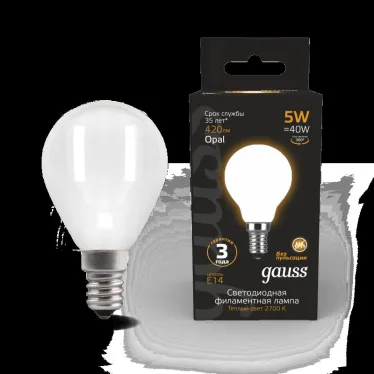 Лампа светодиодная Black LED Filament Шар OPAL E14 5W 420lm 2700K | 105201105 | Gauss
