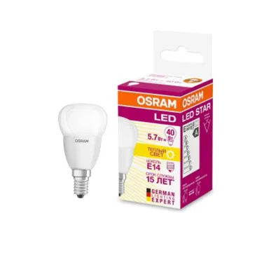 Лампа светодиодная LED 5,4Вт Е14 230В 3000К LS CLP 40 шар | 4052899971615 | Osram
