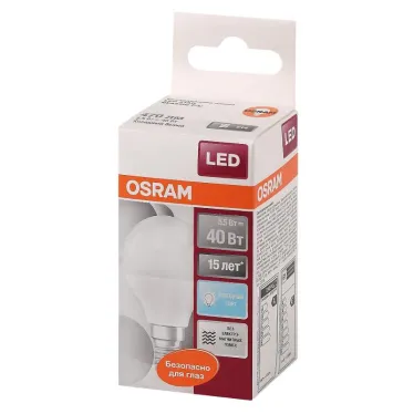 Лампа светодиодная LED 5Вт Е14 4000К LS CLP 5W/840 220-240V FR E14 470lm 240° 15000h шарик | 4058075056923 | Osram