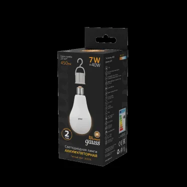 Лампа светодиодная LED A60 7W E27 450lm 3000K с Li-Ion аккумулятором 1/10/60 | 102402107 | Gauss