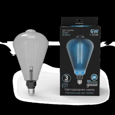 Лампа светодиодная LED Vintage Filament Straight ST164 6W E27 164*297mm Gray 330lm 4000K 1/6 | 157802205 | Gauss