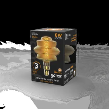 Лампа светодиодная Led Vintage Filament Flexible BD180 8W 560lm E27 180*250mm Golden 2400K 1/4 | 161802008 | Gauss