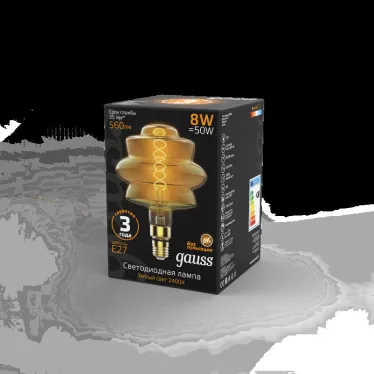 Лампа светодиодная Led Vintage Filament Flexible BD180 8W 560lm E27 180*250mm Golden 2400K 1/4 | 161802008 | Gauss