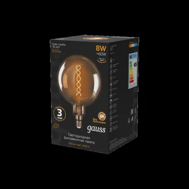 Лампа светодиодная LED Vintage Filament Flexible G200 8W E27 200*300mm Amber 620lm 2400K 1/6 | 154802008 | Gauss