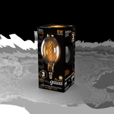 Лампа светодиодная LED Vintage Filament Flexible BT180 8W E27 180*360mm Amber 620lm 2400K 1/6 | 152802008 | Gauss
