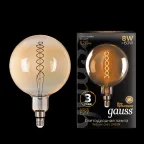 Лампа светодиодная LED Vintage Filament Flexible G200 8W E27 200*300mm Amber 620lm 2400K 1/6 | 154802008 | Gauss