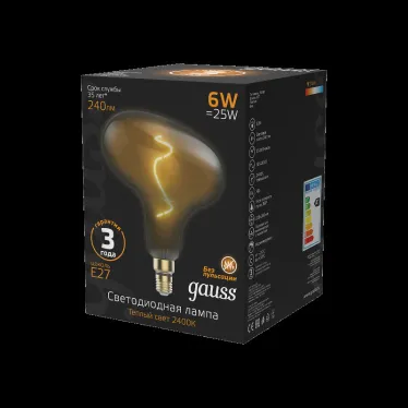 Лампа светодиодная LED Vintage Filament Flexible FD180 6W E27 220*280mm Gray 2400K 1/6 | 165802008 | Gauss