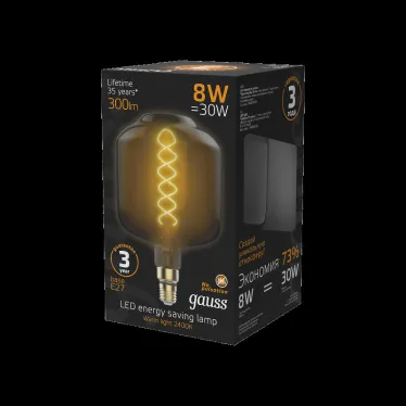 Лампа светодиодная LED Vintage Filament Flexible DL180 8W E27 180*295mm Gray 2400K 1/6 | 164802008 | Gauss