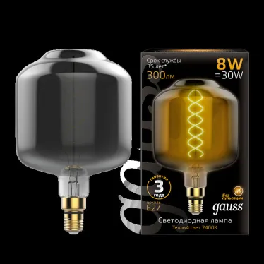 Лампа светодиодная LED Vintage Filament Flexible DL180 8W E27 180*295mm Gray 2400K 1/6 | 164802008 | Gauss