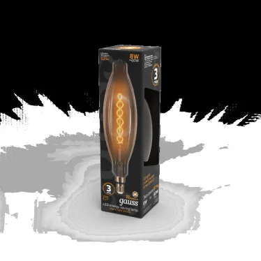 Лампа светодиодная LED Vintage Filament Flexible BT120 8W E27 120*420mm Amber 620lm 2400K 1/10 | 156802008 | Gauss