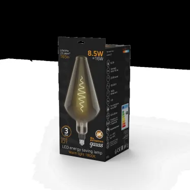 Лампа светодиодная LED Filament Vase E27 8.5W Gray 165lm 1800K 1/2 | 180802005 | Gauss