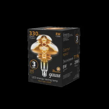 Лампа светодиодная Led Vintage Filament Flexible BD160 8W 330lm E27 160*210mm Gray 2400K 1/6 | 162802008 | Gauss