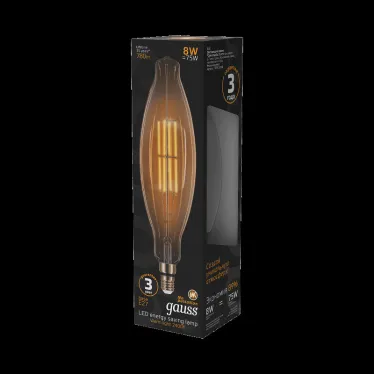 Лампа светодиодная LED Vintage Filament BT120 8W E27 120*420mm Amber 780lm 2400K 1/10 | 155802008 | Gauss