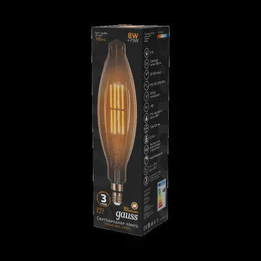 Лампа светодиодная LED Vintage Filament BT120 8W E27 120*420mm Amber 780lm 2400K 1/10 | 155802008 | Gauss