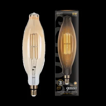 Лампа светодиодная LED Vintage Filament BT120 8W E27 120*420mm Amber 780lm 2400K 1/10 | 155802008 | Gauss