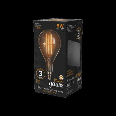 Лампа светодиодная LED Vintage Filament A160 8W E27 160*300mm Amber 780lm 2400K 1/6 | 149802008 | Gauss