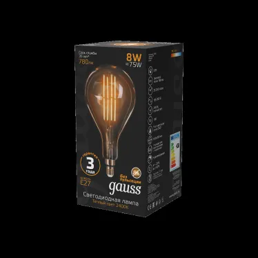 Лампа светодиодная LED Vintage Filament A160 8W E27 160*300mm Amber 780lm 2400K 1/6 | 149802008 | Gauss