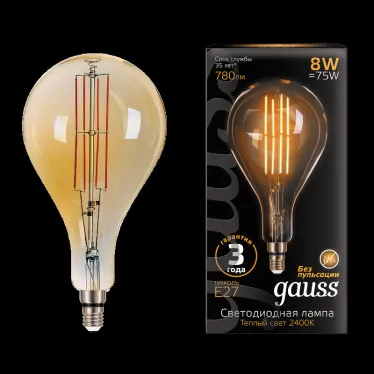 Лампа светодиодная LED Vintage Filament A160 8W E27 160*300mm Amber 780lm 2400K 1/6 | 149802008 | Gauss