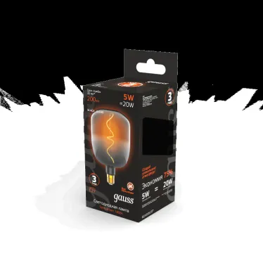 Лампа светодиодная LED Filament V140-DC Black-Clear 5W E27 200lm 1800K 140*204mm 1/6 | 1008802105 | Gauss