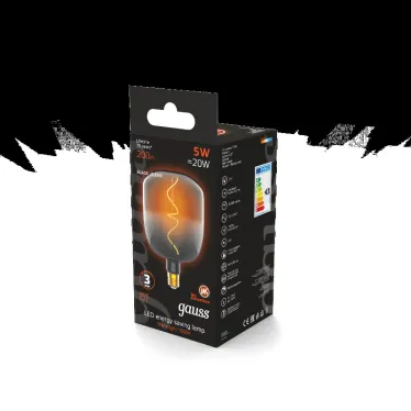 Лампа светодиодная LED Filament V140-DC Black-Clear 5W E27 200lm 1800K 140*204mm 1/6 | 1008802105 | Gauss