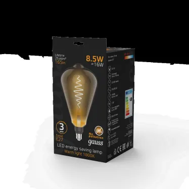 Лампа светодиодная LED Filament ST164 E27 8.5W Gray 165lm 1800K 1/6 | 157802005 | Gauss