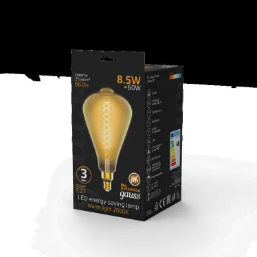 Лампа светодиодная LED Filament ST164 E27 8.5W Amber 660lm 2000K 1/6 | 157802105 | Gauss