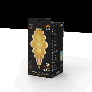 Лампа светодиодная LED Filament Honeycomb E27 8.5W Amber 660lm 2000K 1/2 | 161802105 | Gauss