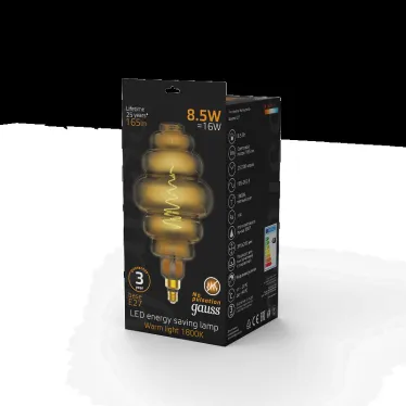 Лампа светодиодная LED Filament Honeycomb E27 8.5W Gray 165lm 1800K 1/2 | 161802005 | Gauss