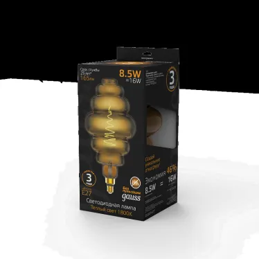 Лампа светодиодная LED Filament Honeycomb E27 8.5W Gray 165lm 1800K 1/2 | 161802005 | Gauss