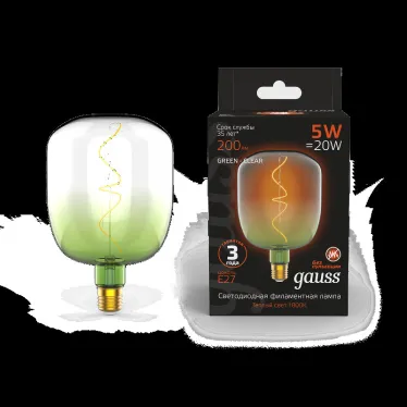 Лампа светодиодная LED Filament Flexible V140-DC Green-Clear E27 5W 200lm 1800K 140*200mm 1/6 | 1009802105 | Gauss