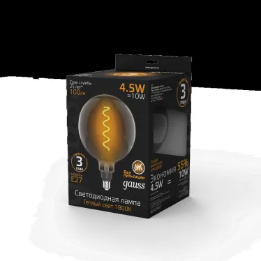 Лампа светодиодная LED Filament G200 E27 4.5W Gray 100lm 1800K 1/6 | 154802005 | Gauss