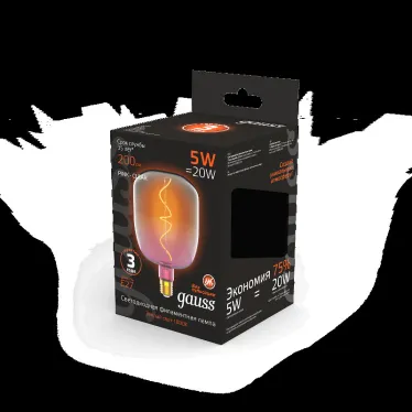 Лампа светодиодная LED Filament Flexible V140-DC Pink-Clear E27 5W 200lm 1800K 140*200mm 1/6 | 1010802105 | Gauss