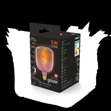 Лампа светодиодная LED Filament Flexible V140-DC Pink-Clear E27 5W 200lm 1800K 140*200mm 1/6 | 1010802105 | Gauss