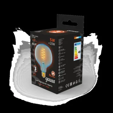 Лампа светодиодная LED Filament Flexible G125-C Sky Blue E27 5W 190lm 1800K 125*178mm 1/10 | 1013802105 | Gauss