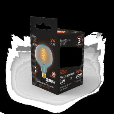 Лампа светодиодная LED Filament Flexible G125-C Sky Blue E27 5W 190lm 1800K 125*178mm 1/10 | 1013802105 | Gauss