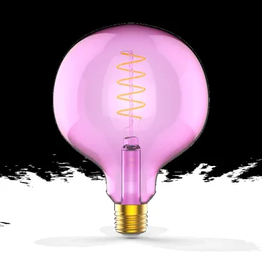 Лампа светодиодная LED Filament Flexible G125-C Pink E27 5W 190lm 1800K 125*178mm 1/10 | 1011802105 | Gauss