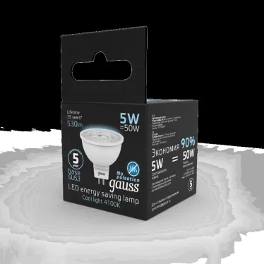 Лампа светодиодная LED 5Вт GU5.3 220В 4100К MR16 | 101505205 | Gauss