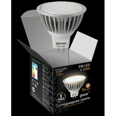 Лампа светодиодная LED 5Вт GU5.3 220В 3000К MR16 | 101505105 | Gauss