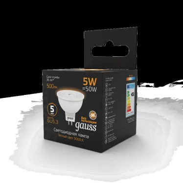 Лампа светодиодная LED 5Вт GU5.3 220В 3000К MR16 | 101505105 | Gauss