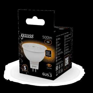 Лампа светодиодная LED 5Вт GU5.3 220В 3000К MR16 | 101505105 | Gauss