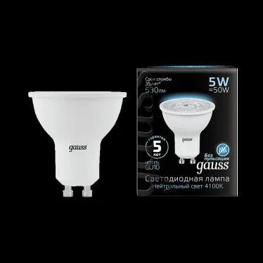Лампа светодиодная LED 5Вт GU10 220В 4100К MR16 | 101506205 | Gauss