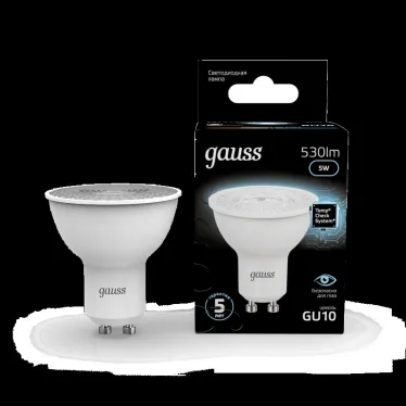 Лампа светодиодная LED 5Вт GU10 220В 4100К MR16 | 101506205 | Gauss