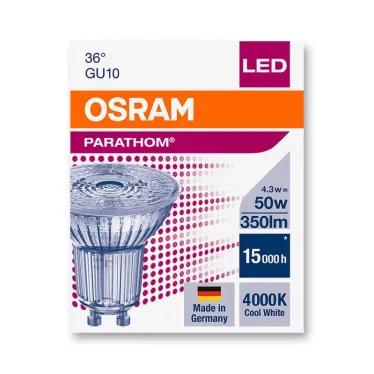 Лампа светодиодная LPPAR165036 4,3W/840 230V GU10 10X1 | 4052899958128 | OSRAM