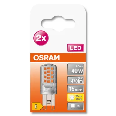 Лампа светодиодная LED PIN G9 40 3,8 W/2700K G9 | 4058075449893 | OSRAM