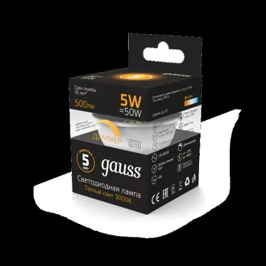 Лампа светодиодная LED 5W MR16 GU10-dim 3000K диммир. | 101506105-D | Gauss