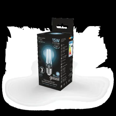 Лампа светодиодная Filament А60 15W 1450lm 4100К Е27 LED 1/10/40 | 102902215 | Gauss