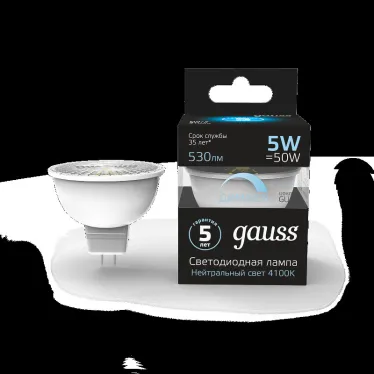 Лампа светодиодная LED 5W MR16 GU10-dim 4100K диммир. | 101506205-D | Gauss